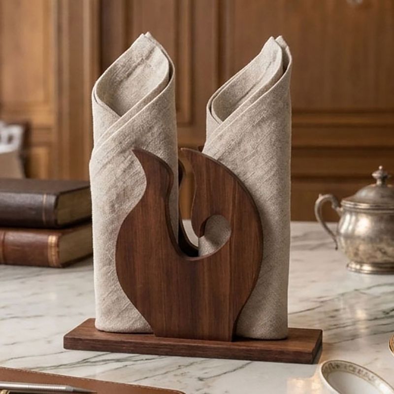 Servilletero Decorativo de Madera Estilo Flama