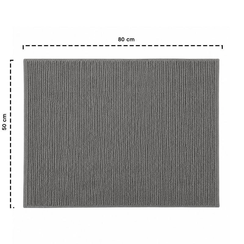 Alfombra de Baño Absorbente de Bambú y Algodón 50 x 80 cm Color Gris Oscuro