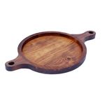 Bandeja Redonda para Servir de Madera con 2 Mangos