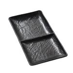 Bandeja Rectangular con 2 Divisiones de Porcelana Slate Negra 10.5 Plg