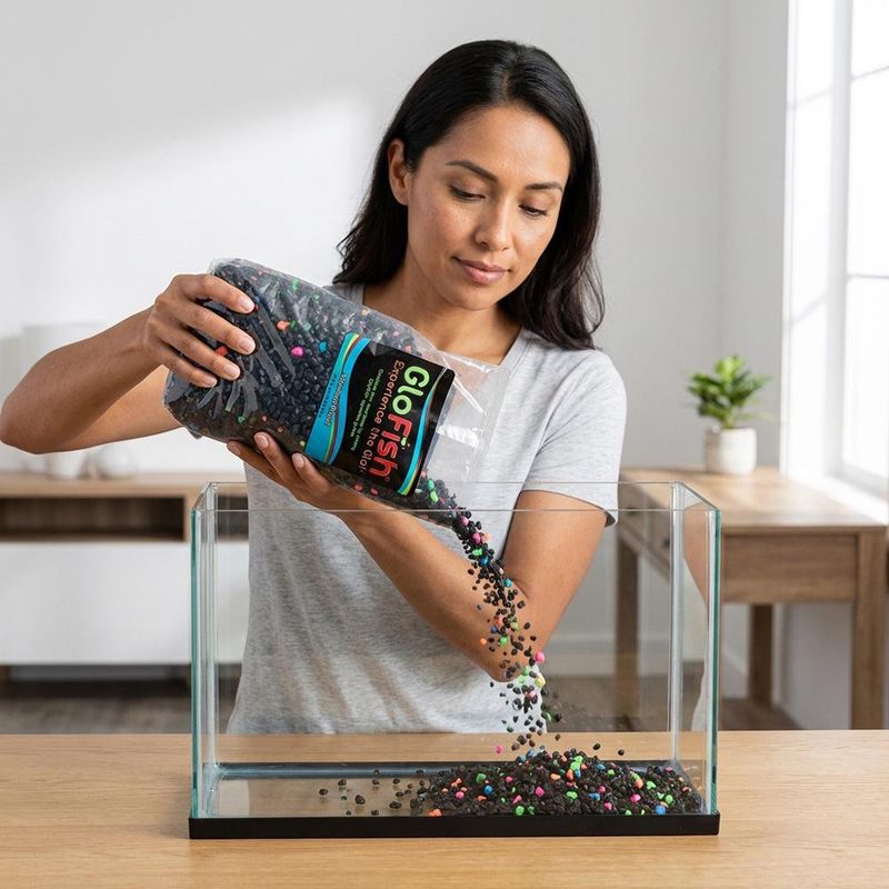 Grava para Acuario Color Negro con Colores Fluorescentes Bolsa de 5 Libras