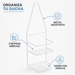 Organizador de Ducha Colgante de Metal con 2 Niveles Color Blanco
