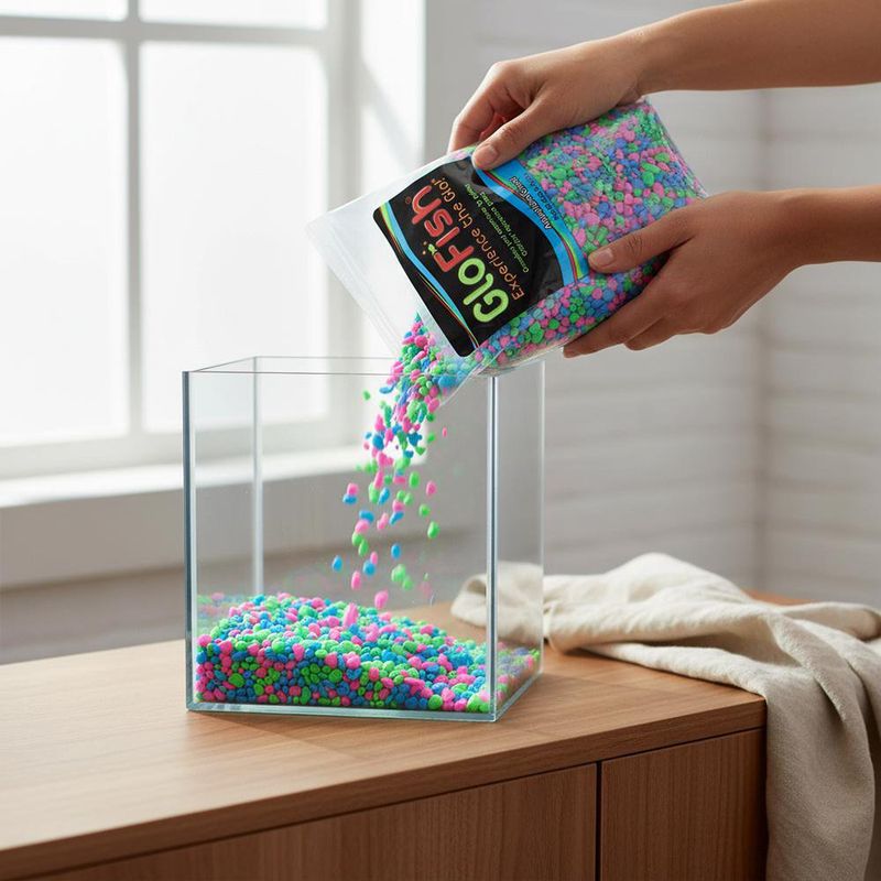 Grava para Acuario Colores Rosa Verde y Azul Fluorescentes Bolsa de de 5 Libras