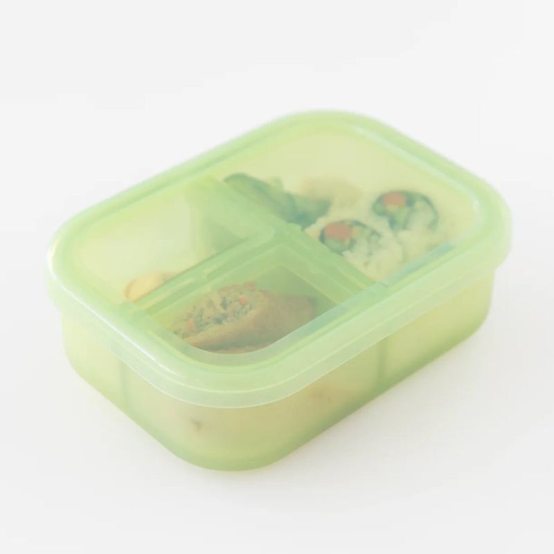 Bento Box de Silicona con 3 Secciones Color Verde