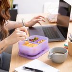 Bento Box de Silicona con 3 Secciones Color Morado
