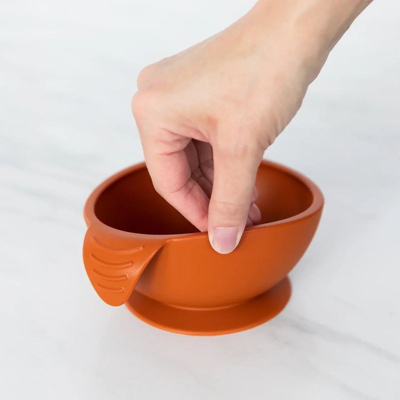 Set de Tazón de Silicona con Cuchara y Tapa Color Terracota