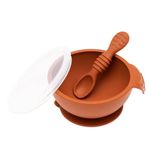 Set de Tazón de Silicona con Cuchara y Tapa Color Terracota