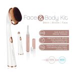 Kit de Belleza Facial y Corporal con Recortadora, Masajeador de Ojos y Cepillo Facial Color Blanco