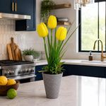 Planta de Tulipanes Artificial Color Amarillo con Maceta