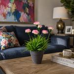 Planta de Clavel Artificial Rosado Claro con Maceta