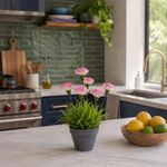 Planta de Clavel Artificial Rosado Claro con Maceta