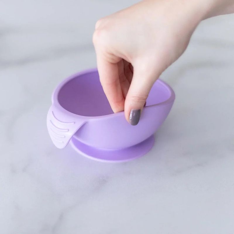 Set de Tazón de Silicona con Cuchara y Tapa Color Morado