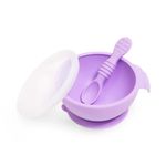 Set de Tazón de Silicona con Cuchara y Tapa Color Morado