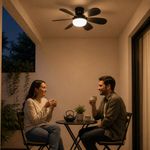 Ventilador LED con Rosca E27 de 15 W 6 Aspas Luz CCT Ajustable en Color Negro