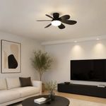 Ventilador LED con Rosca E27 de 15 W 6 Aspas Luz CCT Ajustable en Color Negro