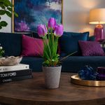 Planta de Tulipanes Artificial Color Morado con Maceta
