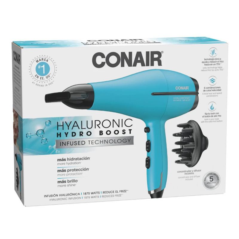 Secador Profesional Hyaluronic Hydro Boost con Infusión de Ácido Hialurónico 1875 W Color Azul