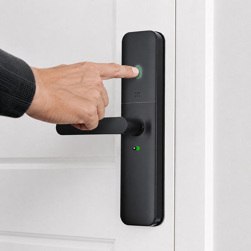 Cerradura Electrónica con Bluetooth y Huella para Entrada Color Negro