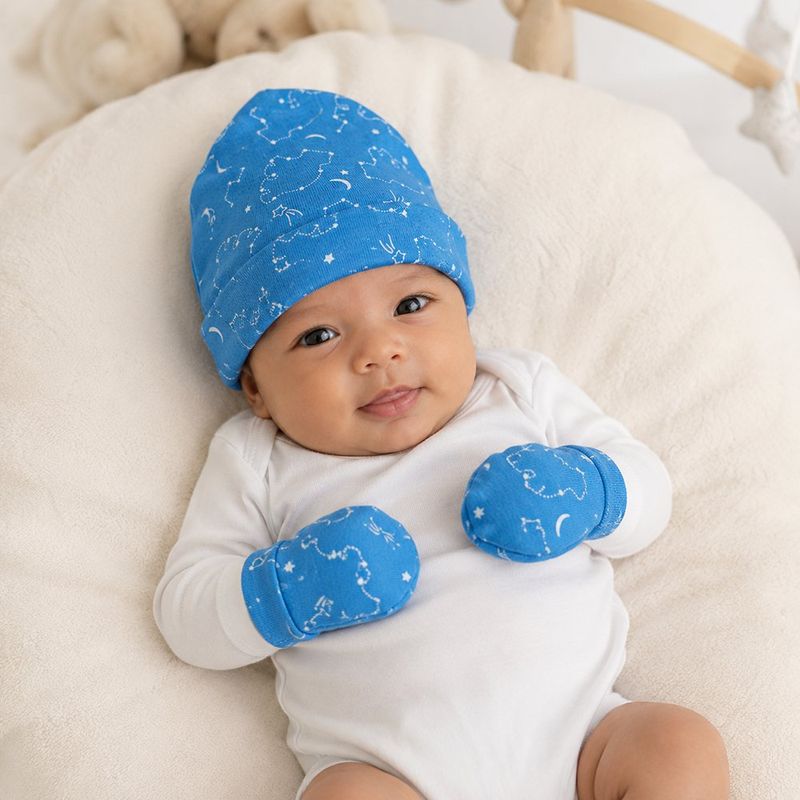 Set de 3 Gorros y 3 Pares de Guantes con Diseños de Oso y Estrellas para Bebé