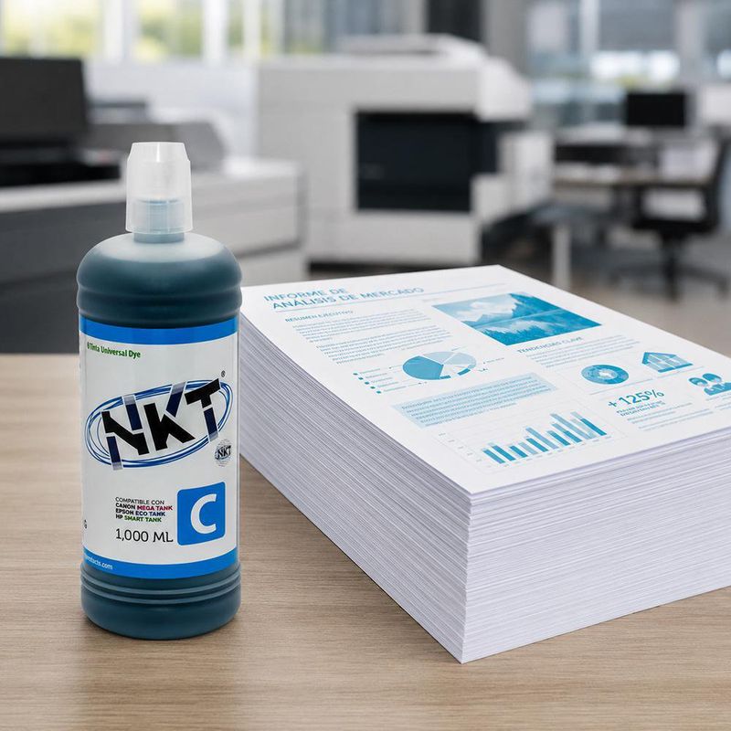 Tinta NKT de 1000 ml en Color Cian Universal para Impresora