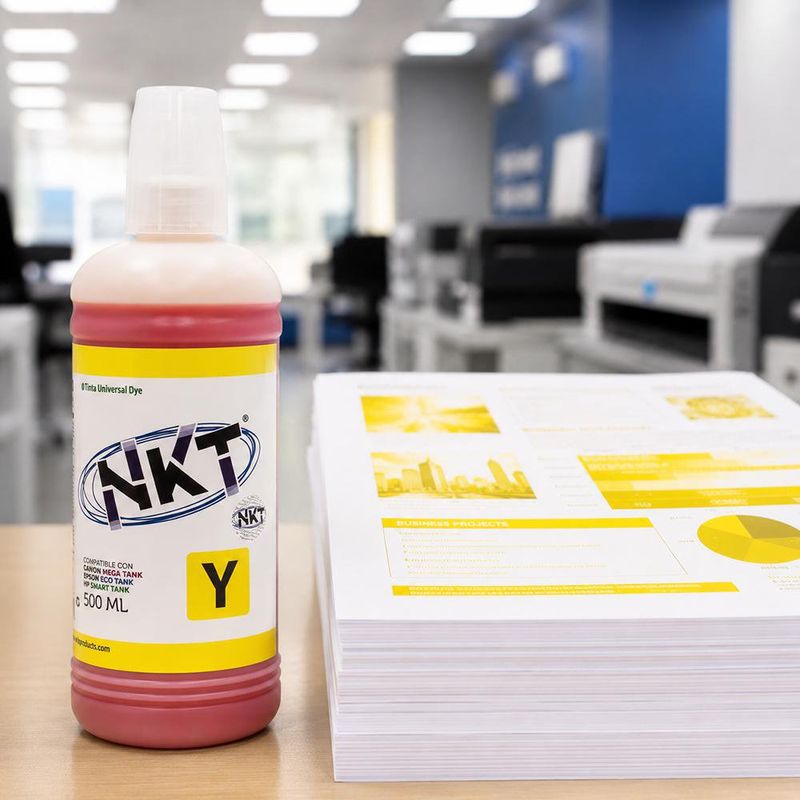 Tinta NKT 500 ml en Color Amarillo Universal Paquete de 3 Uds