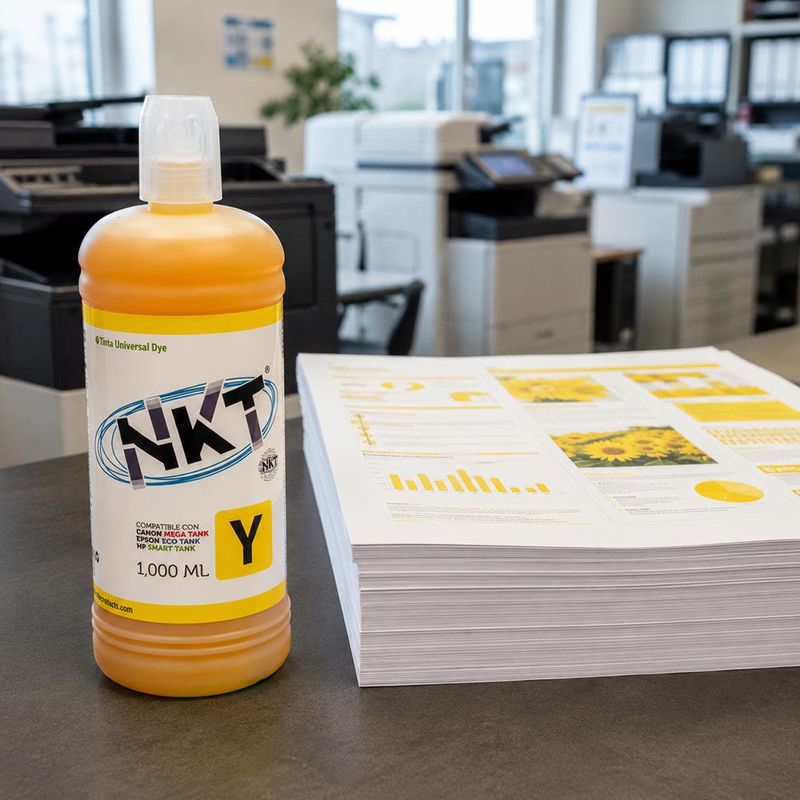 Tinta NKT de 1000 ml en Color Amarillo Universal para Impresora