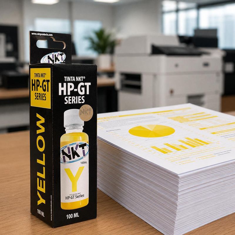 Tinta NKT 100 ml en Color Amarillo para HP GT Series en Paquete de 3 Uds
