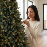 Árbol Navideño Artificial de 7.5 Pies con 650 Luces LED 11 Funciones y Switch de Pie Verde para Interior y Exterior