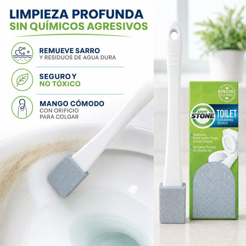 Cepillo Bloque Limpiador para Inodoro con Mango para Sarro y Manchas de Óxido