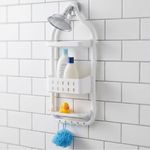 Organizador de Ducha Colgante de Plástico con 3 Niveles y Ganchos Color Blanco