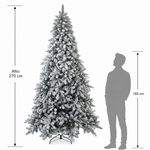 Árbol Navideño Artificial Nevado de 7 Pies con Ramas al Piso Verde con Blanco para Interior