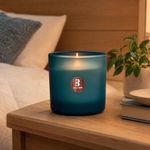 Vela Aromática en Vaso de Vidrio con Tapa de Corcho Aroma Woody Wellness Azul para 21 Horas