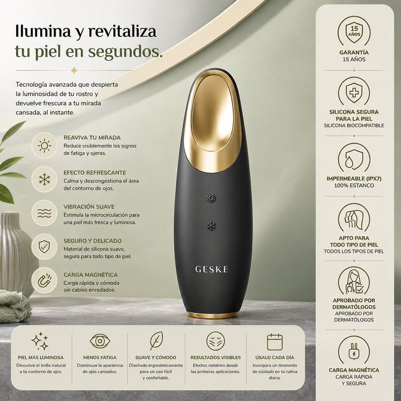 Masajeador para Contorno de Ojos con Función Caliente y Frío 6 en 1