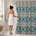 Cortina de Baño 183 x 178 Cm Color Aqua y Café