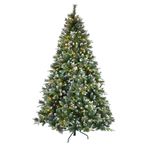 Árbol Navideño Aritifical Nevado de 9 Pies con Luz LED Cálida Bayas y Conos 8 Funciones
