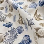 Cortina de Baño 183 x 178 cm Océano Color Blanco y Azul