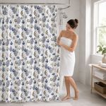 Cortina de Baño 183 x 178 cm Océano Color Blanco y Azul