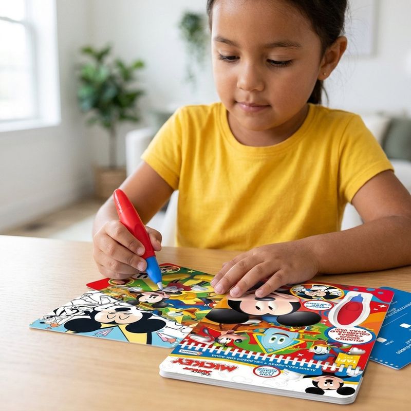 Libro para Colorear con Agua Reutilizable de 5 Páginas Mickey Mouse con Lápiz Mágico y Actividades Educativas