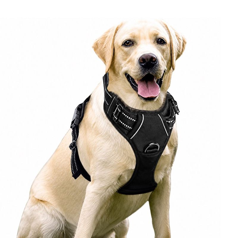 Arnés de Seguridad Ajustable para Perro Talla L Pecho 65-80 cm Tipo Chaleco Acolchado Negro