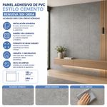 Panel de PVC Adhesivo Estilo Cemento 1.22 x 2.44 Metros Gris con Líneas Doradas para Paredes