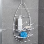 Organizador de Ducha Colgante de Metal con 2 Repisas y Diseño Decorativo de Delfín Blanco