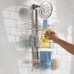Organizador de Ducha Colgante de Acero Inoxidable Cromado con 2 Niveles y Jabonera Ajustable
