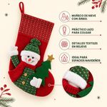 Bota Navideña Decorativa Diseño Muñeco de Nieve Frosty 48 cm con Colgador para Interior