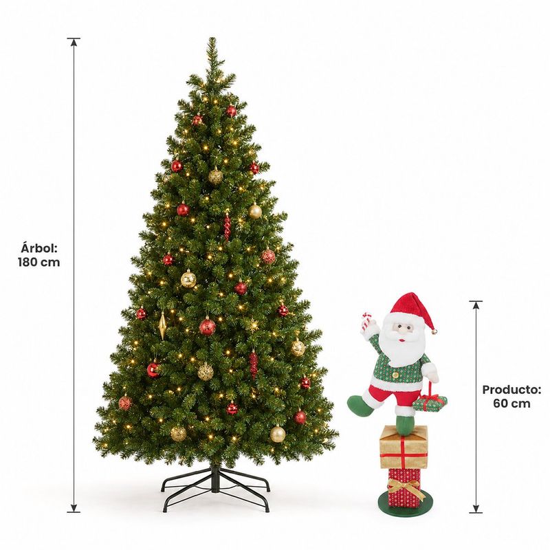 Figura Navideña de Santa Claus de Pie Sobre Regalos 60 cm para Decoración Interior