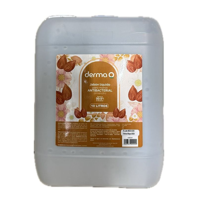 Jabón Líquido Antibacterial para Manos 10 L Aroma Almendra Elimina 99.9% de Bacterias