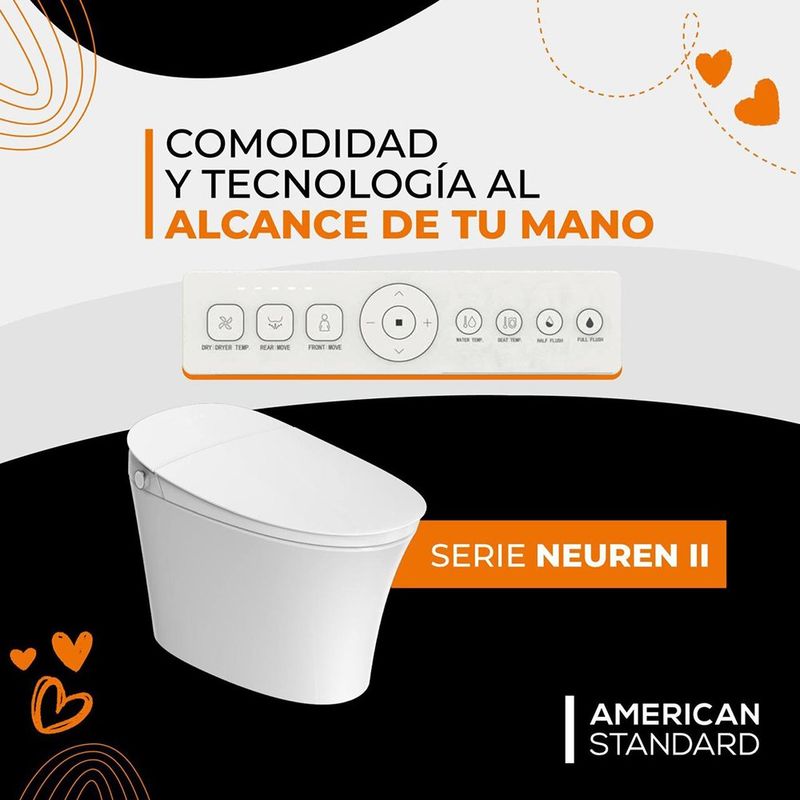 Sanitario Inteligente Neuren II con Bidé Control Remoto y Asiento con Calefacción Alargado