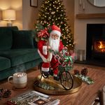Figura Navideña Animada Santa en Bicicleta con 10 Luces LED 52 cm para Decoración Interior