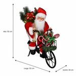 Figura Navideña Animada Santa en Bicicleta con 10 Luces LED 52 cm para Decoración Interior