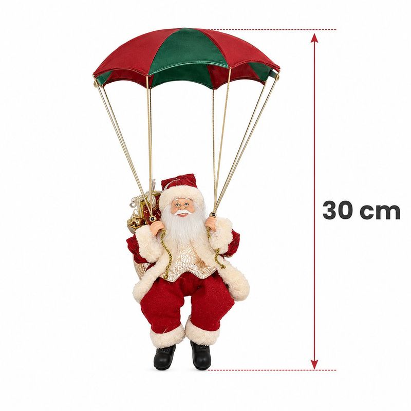 Figura Navideña Santa en Paracaídas 30 cm para Decoración Interior