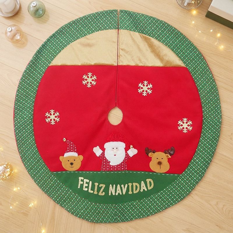 Falda para Árbol de Navidad 101.5 cm Diseño Santa Claus con Detalles Bordados para Interior